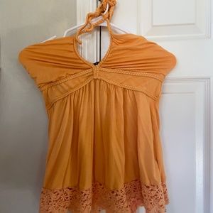 Orange halter tank top